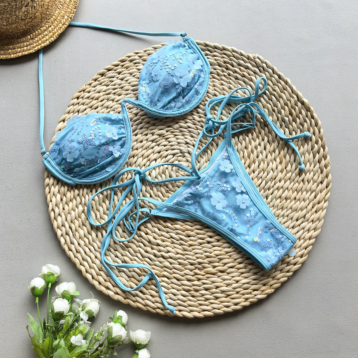 Sequin Push-Up Bikini Set for Women | Steel Support Two-Piece Swimsuit
