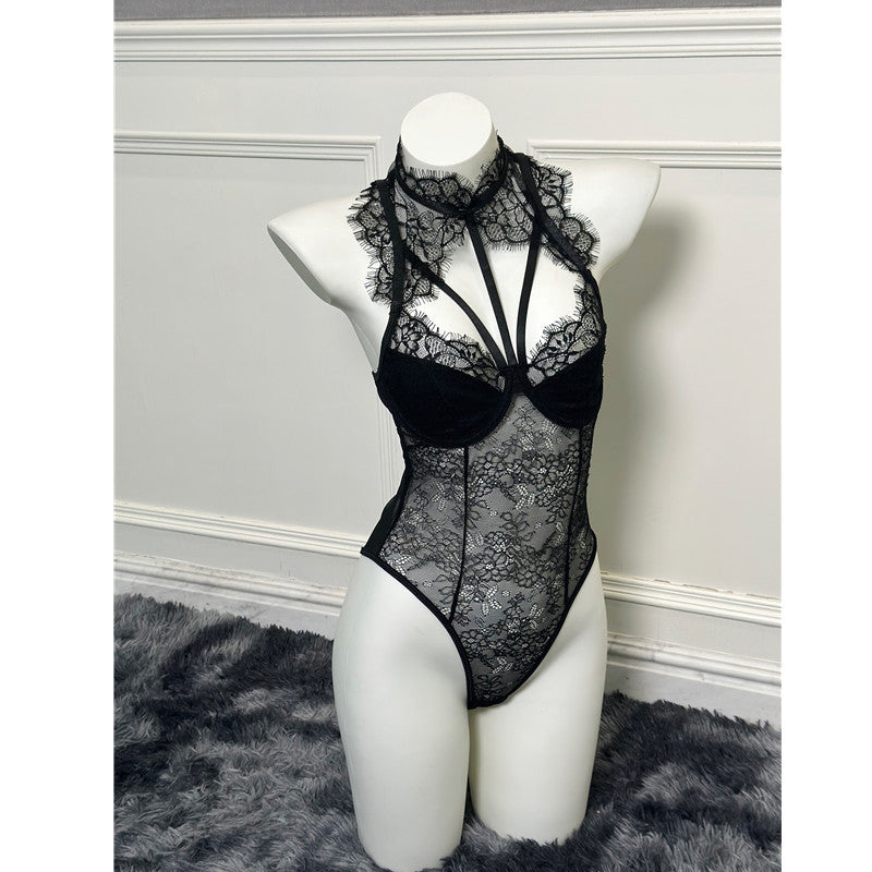 One-Piece Shapewear Wild Spicy Girl One-Piece Lace Steel Ring Backless Halter One-Piece