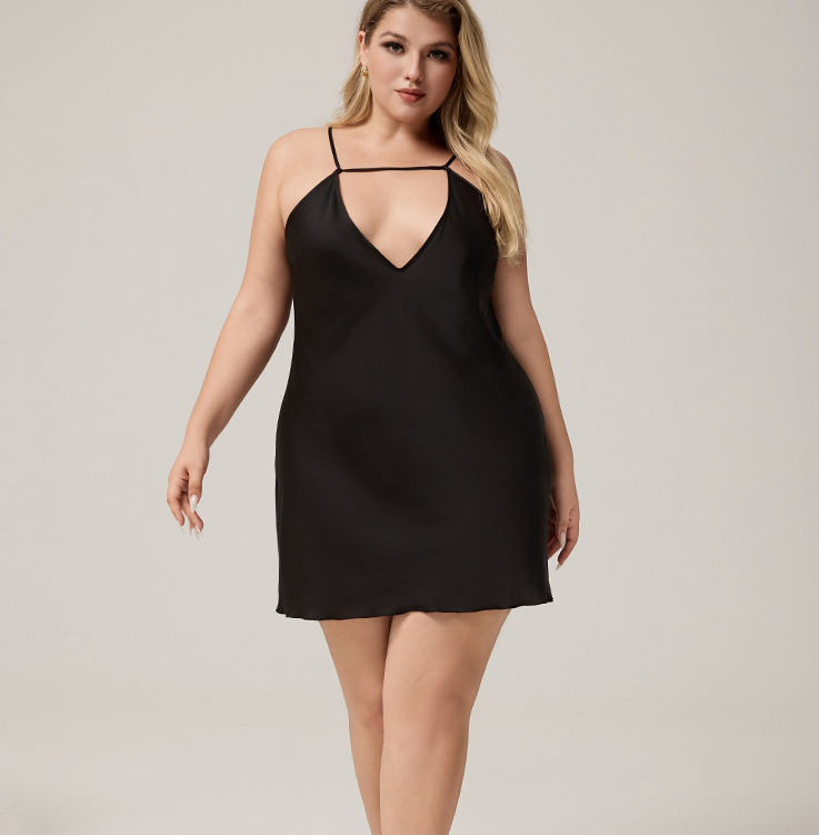Sexy short nightgown vest V-neck