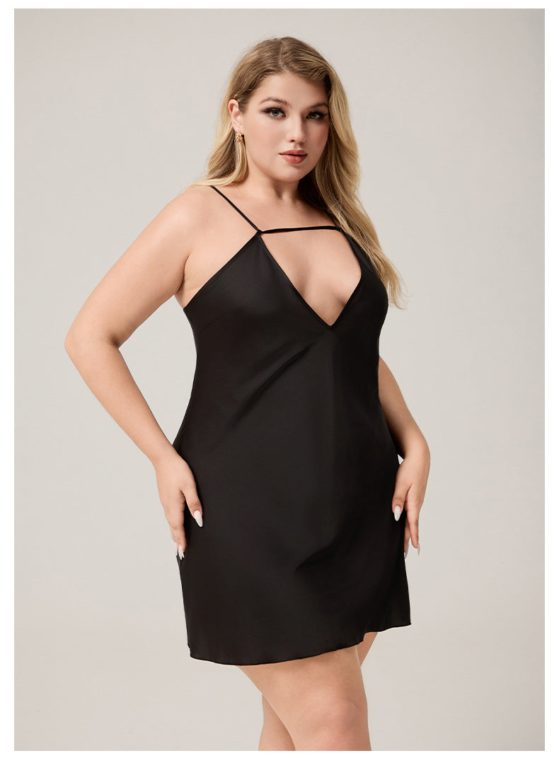 Sexy short nightgown vest V-neck
