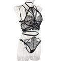 Black See-Through Lace Bra and Panty Set with Double Chest Lift Side View