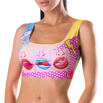 Comic Print Crop Top for Women – Stretchy, No Elastic Bands | Memème