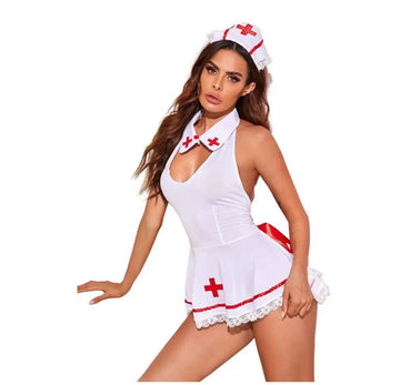 Sexy Nurse Roleplay Costume for Women – Red & White
