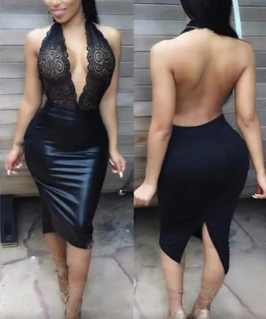 faux lather lingerie set